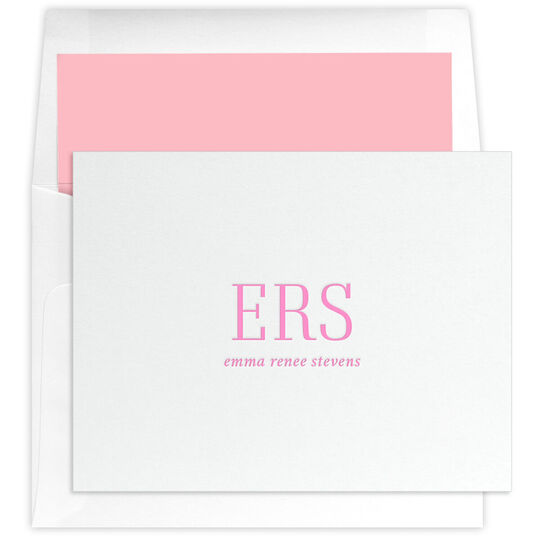 Tall Initials Folded Note Cards - Letterpress